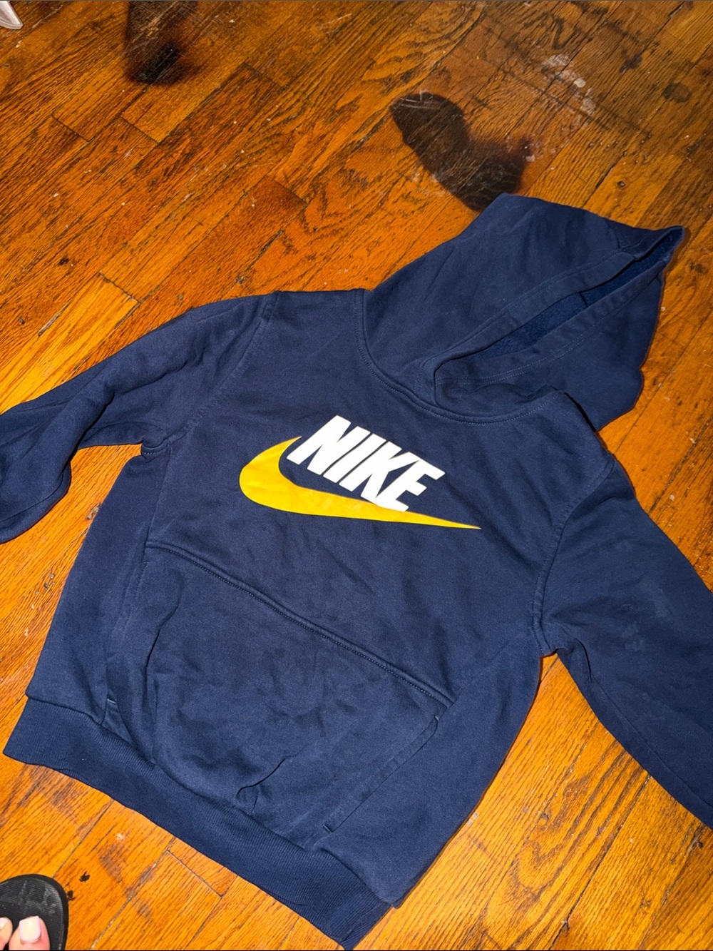 Nike Navy Blue Crewneck Sweatshirt with Yellow Swoosh